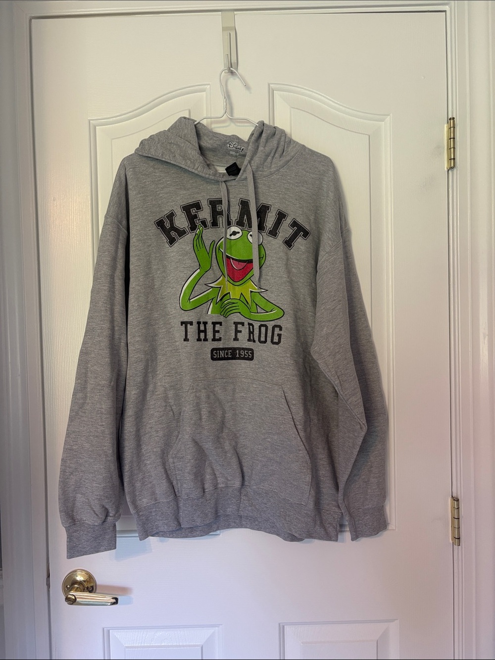 Disney Gray Hoodie with Bright Green Kermit Graphic